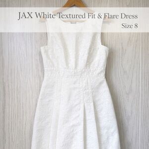 JAX White Textured Fit & Flare Dress Size 8